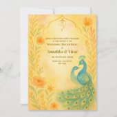 Invitation Réception de mariage hindou indien Peacock Floral (Devant)