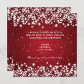Invitation Réception de mariage Hiver Étincelle Rouge (Devant / Derrière)