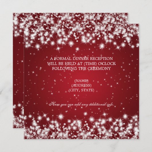 Invitation Réception de mariage Hiver Étincelle Rouge (Devant / Derrière)