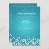 Invitation Réception de mariage Hiver Étincelle Turquoise (Devant / Derrière)