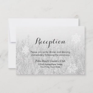 Invitation Réception de mariage hivernal avec flocons de neig