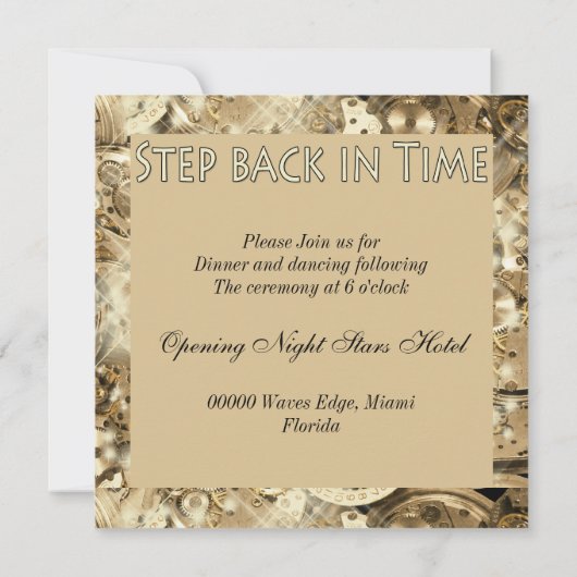 Invitation Réception de mariage hollywoodienne en or noir (Dos)