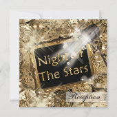 Invitation Réception de mariage hollywoodienne en or noir (Devant)