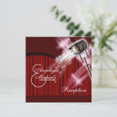 Invitation Réception de mariage hollywoodienne rouge noir (Debout devant)