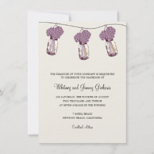 Invitation Réception de mariage Hydrangea et pot Mason