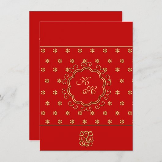 Invitation Réception de mariage influencée indienne en rouge (Devant / Derrière)