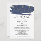 Invitation Réception de mariage intime aquarelle bleu marine  (Devant)