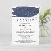 Invitation Réception de mariage intime aquarelle bleu marine  (Debout devant)