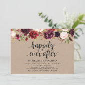 Invitation Réception de mariage intime aux fleurs de Bourgogn (Debout devant)