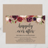 Invitation Réception de mariage intime aux fleurs de Bourgogn (Devant / Derrière)