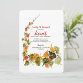 Invitation Réception de mariage intime aux motifs de feuilles (Debout devant)