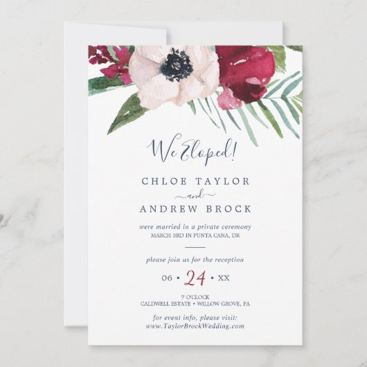 Invitation Réception de mariage intime Brise Tropicale (Devant)