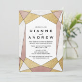 Invitation Réception de Mariage Intime Diamant Géométrique Lu (Debout devant)