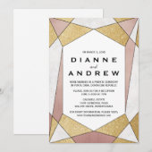 Invitation Réception de Mariage Intime Diamant Géométrique Lu (Devant / Derrière)