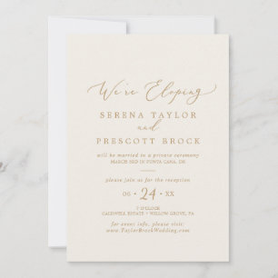 Invitation Réception de Mariage Intime Or et Crème Délicat