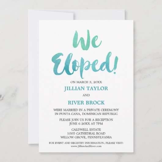 Invitation Réception de mariage intime sur la plage avec call (Devant)