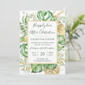Invitation Réception de mariage intime Tropical Happily Ever  (Debout devant)