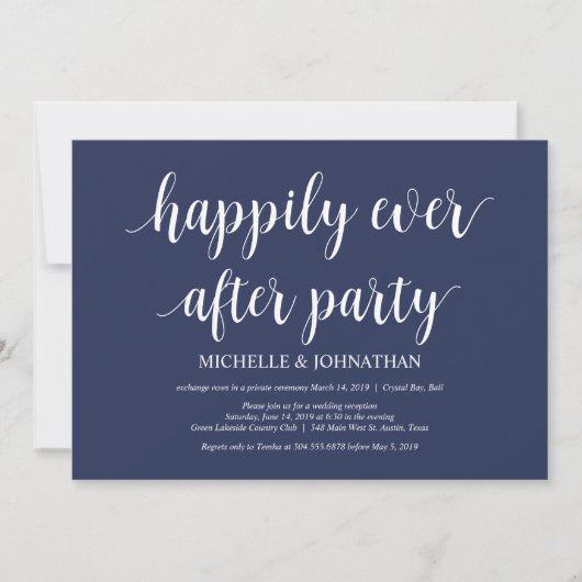 Invitation Réception de mariage intimiste et rustique en bleu (Devant)