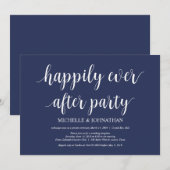 Invitation Réception de mariage intimiste et rustique en bleu (Devant / Derrière)