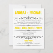 Invitation Réception de mariage jaune et gris seulement Invit (Devant)