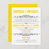 Invitation Réception de mariage jaune et gris seulement Invit (Devant / Derrière)