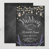 Invitation Réception de mariage - Lavande et lumières sur tab (Devant / Derrière)