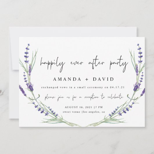 Invitation Réception de mariage Lavender Happily Ever After  (Devant)