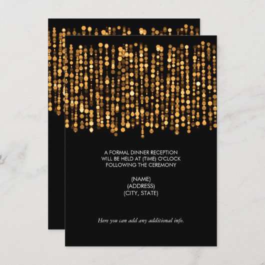 Invitation Réception de mariage Lumières d'or moderne (Devant / Derrière)