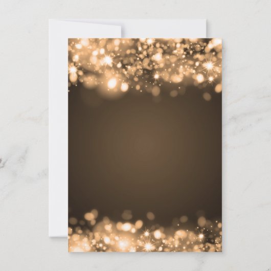 Invitation Réception de mariage lumières scintillantes or (Dos)