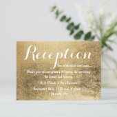 Invitation Réception de mariage luxe avec feuille d'or fausse (Debout devant)