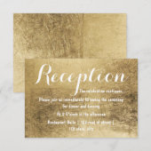 Invitation Réception de mariage luxeuse avec feuille d'or fau (Devant / Derrière)