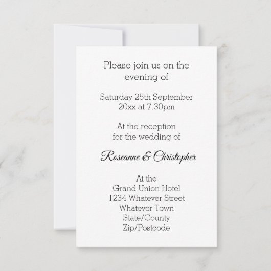 Invitation Réception de mariage mariage Conception de gâteaux (Dos)