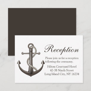 Invitation Réception de mariage marron Nautical Ancre de navi