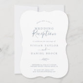 Invitation Réception de mariage Minimal Leaf | Bleu Poussiére (Devant)