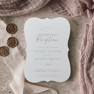 Invitation Réception de mariage Minimal Leaf   Rose tendre