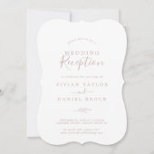 Invitation Réception de mariage Minimal Leaf | Rose tendre (Devant)
