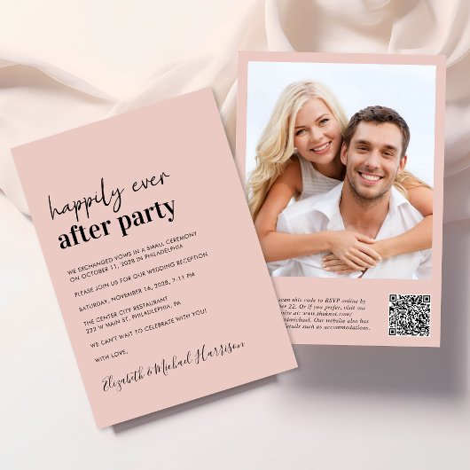 Invitation Réception de mariage minimal moderne photo QR Code