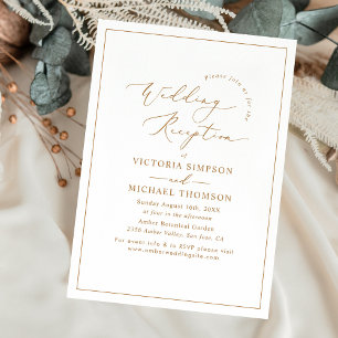 Invitation Réception De Mariage Minimale, Script Or Chic Mode