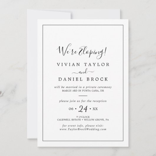 Invitation Réception de Mariage Minimaliste (Devant)