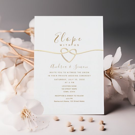 Invitation Réception De Mariage Minimaliste D'Elopement