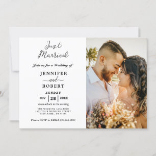 Invitation Réception de mariage minimaliste en noir blanc