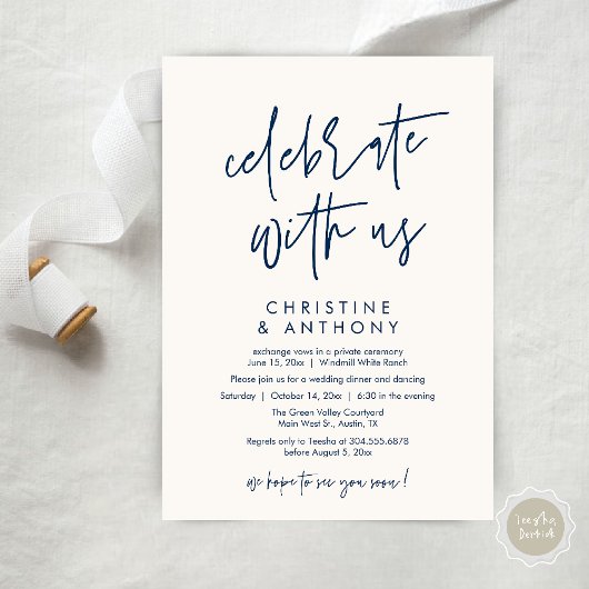 Invitation Réception de mariage minimaliste moderne