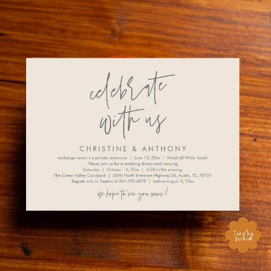 Invitation Réception de mariage minimaliste moderne
