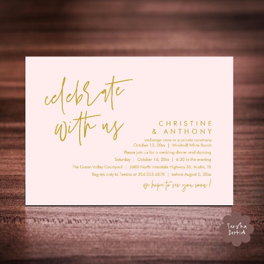 Invitation Réception de mariage minimaliste moderne