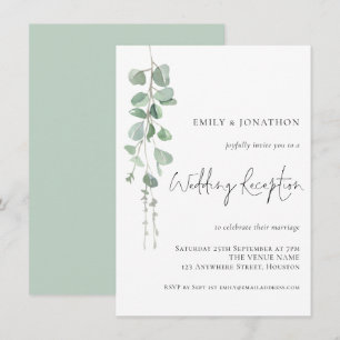 Invitation Réception de mariage moderne à l'aquarelle Eucalyp