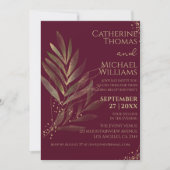 Invitation Réception de mariage moderne avec feuille d'or de  (Devant)