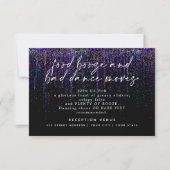 Invitation Réception de mariage moderne avec paillettes viole (Devant)