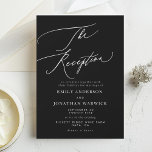 Invitation Réception de mariage moderne blanche et noire simp<br><div class="desc">Réception de mariage moderne blanc et noir simple Invitation pour un mariage moderne formel ou informel. Avec une calligraphie moderne blanche impressionnante.</div>