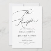 Invitation Réception de mariage moderne blanche et noire simp (Devant)