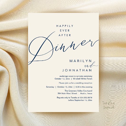 Invitation Réception de mariage moderne : dîner de conte de f
